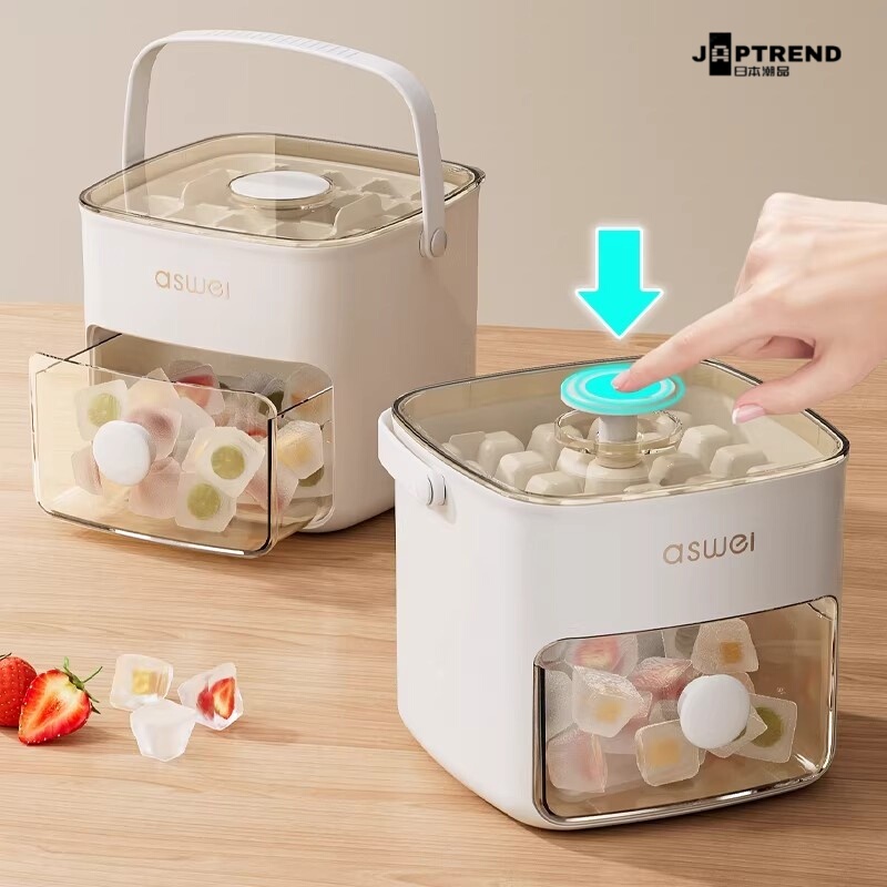 Japanese Press-Type Ice Cube Mold Ice Tray Large Capacity Ice Storage Household Food-Grade Refrigerator Ice Cube Maker