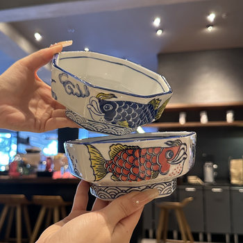 Creative national trend octagonal bowl chinese retro hand-painted