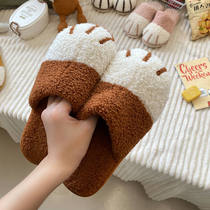 Cotton slippers women's cute non-slip home warm cotton slippers winter home cat claw slippers men (youpu)