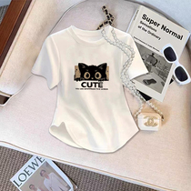 Clearance last single T-shirt womens short-sleeved 2024 new summer design short top American sweet and spicy shirt base