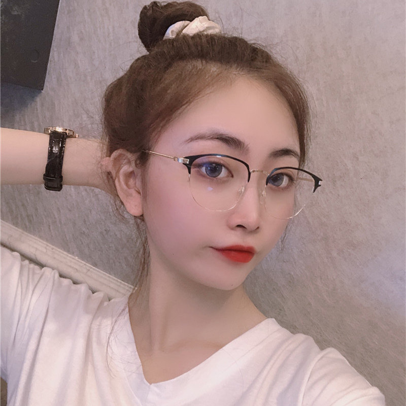 Glasses Female Myopia with degree Han edition Tide Retro Art Students Anti Blue Light Radiant Male Net Red Co-Art Deco
