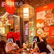 Chinese style bamboo woven lantern pendant light Chinese wind fire pot restaurant Dining Hall Balcony Light Day Style Imitation Antique Sheep Leather