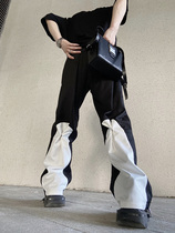 CulturE2021 new curved stitching design sense black and white casual pants for men and women