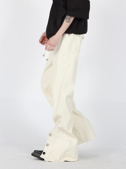 CulturE niche button zipper design pants ຫນັງ rope ຫນາ punk ກາງເກງຊື່ trendy street trousers ສູງ
