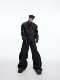 CulturE 틈새 3차원 해체형 짧은 가죽 재킷, 메탈 로고 그래픽 디자인 남성용 재킷