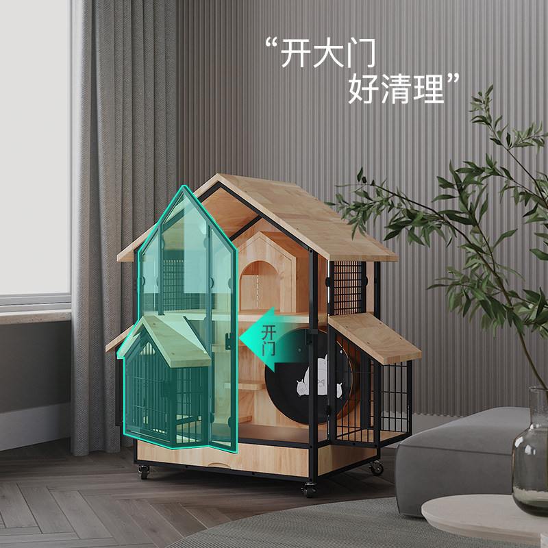 🏡🐾 宠物生活的完美伴侣 - 喵赞实木龙猫专用柜笼猫别墅笼子展示柜-猫笼子-淘宝好物网