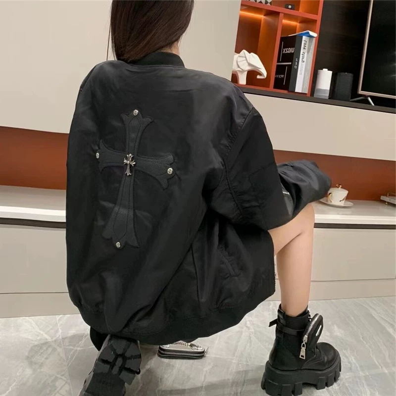 Baseball autumn uniform, design jacket, loose fit, oversize