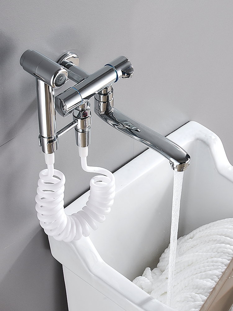 Adapted Nine Shepherd spray gun tap Tap Mop Pool Balcony Home Full Copper Single Cold Mop Pool Lengthened Splash-Proof Progress