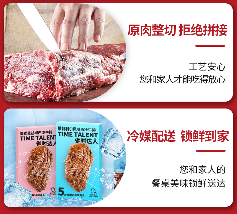 【省时达人】家用原肉整切牛排8片