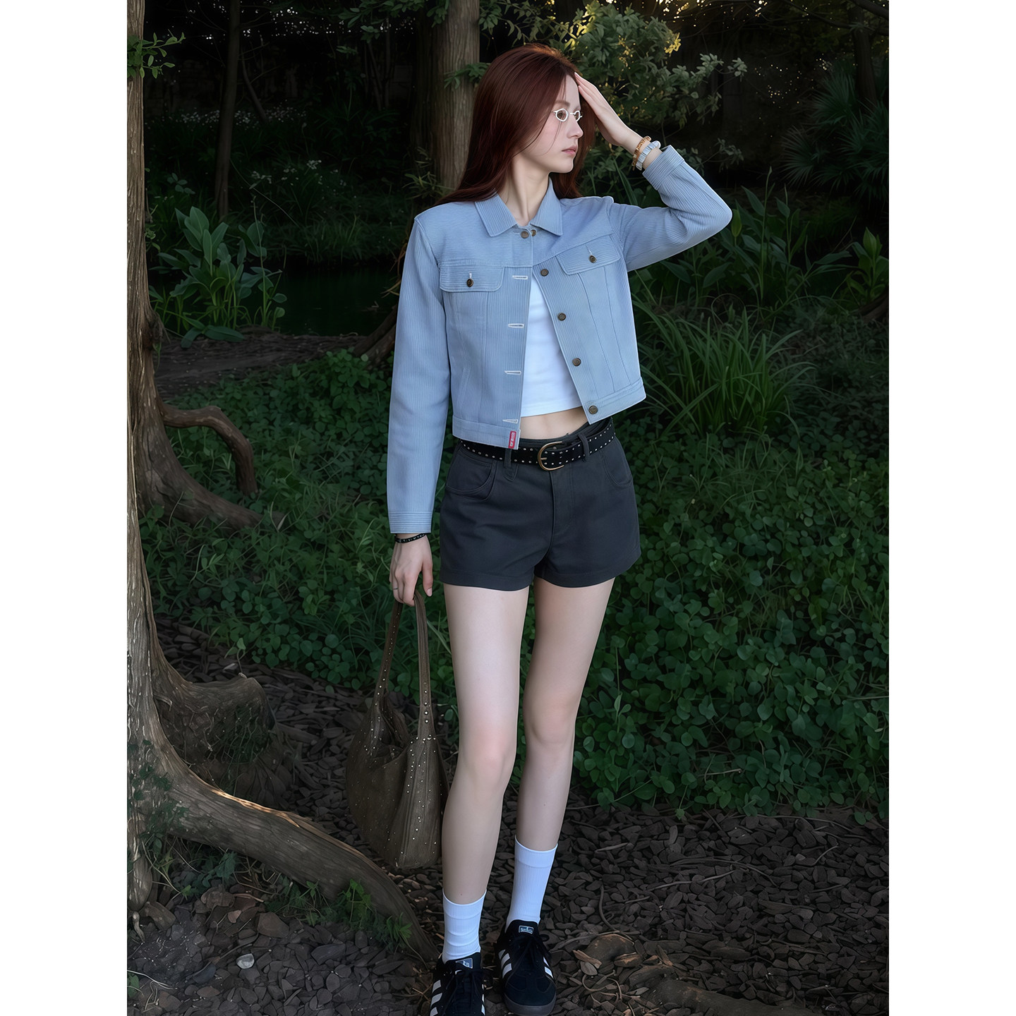 아메리칸 레트로 스트라이프 데님 여성 코트 조기 가을 쇼트 스타일 몸매 가꾸기 폴로 칼라 오픈 가디건 루즈핏 품격 긍정적 인 어깨 재킷 상세 이미지 10