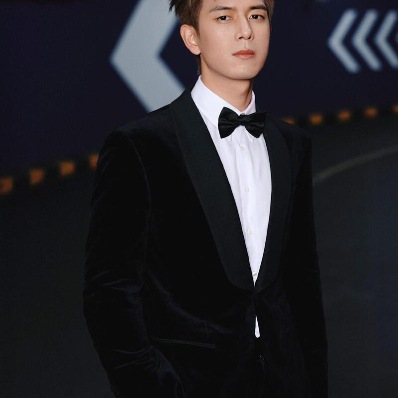 Li Xian Celebrity-Style Suit for Men, Simple Imported Velvet Slim-Fit Autumn and Winter Color-Block Blazer, Trendy