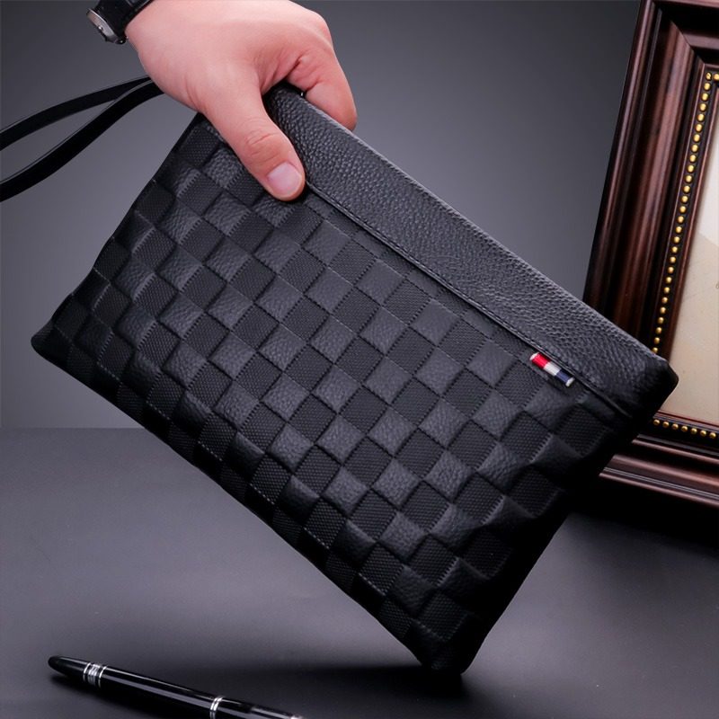 Hong Kong I TGREG handbag genuine leather men's handbags Handbag Large Capacity Letter Enveloping Business Casual Clips-Taobao