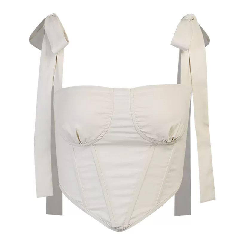 Топ-камисоль (TUNIC Strawpy) укороченный с завязками на плечах, 70% хлопок 30% полиэстер