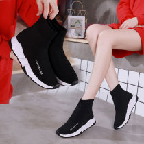 Ins super hot socks shoes women 2022 autumn new high-top casual couple shoes breathable womens thick-soled slip-on
