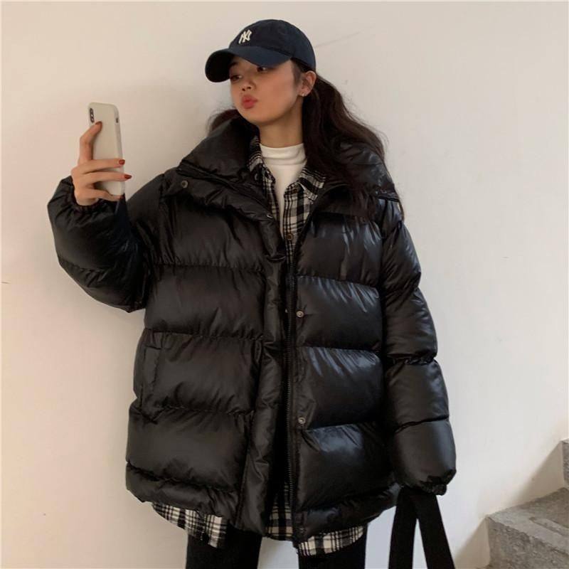 Winter 2020 new Korean version ins Harajuku Minato wind loose medium long thick cotton coat bread cotton dress female student