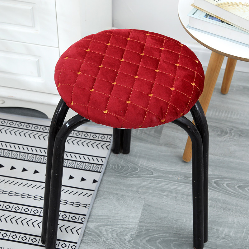 Thickened round stool cover round cushion checkered Dutch suede clip cotton Seasons universal minimalist modern seat fart cushion-Taobao