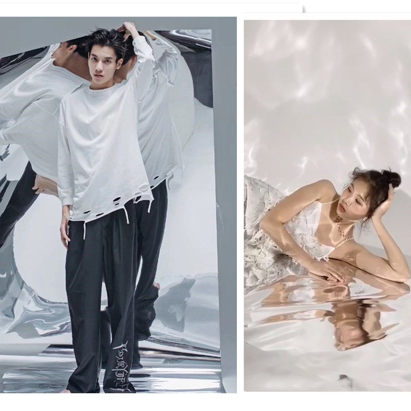 Mirror Face Paper Refraction Paper Water Corrugated Surface Reflective Reflective Paper Photo Gallery Background Bustin Film Paper Photography Photo props