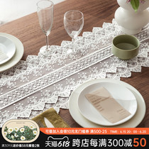 (Gretta) Nordic advanced white lace table flag strip table cloth tea table style TV cabinet cover towel retro