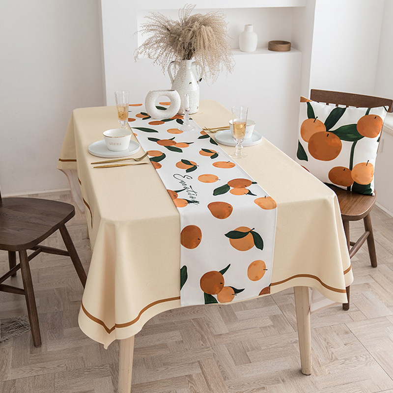 ins table flag Nordic cotton linen white table cloth waterproof and oil-free table cloth rectangular tea table cloth anti-scalding