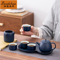 Japanese Kung Fu tea set set Simple portable modern travel tea set small set household side handle one pot four cups ceramic