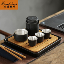Kuaike cup gilt silver sterling silver one pot three cups with tea tray Travel Kung Fu tea set Small set Customizable logo ceramic