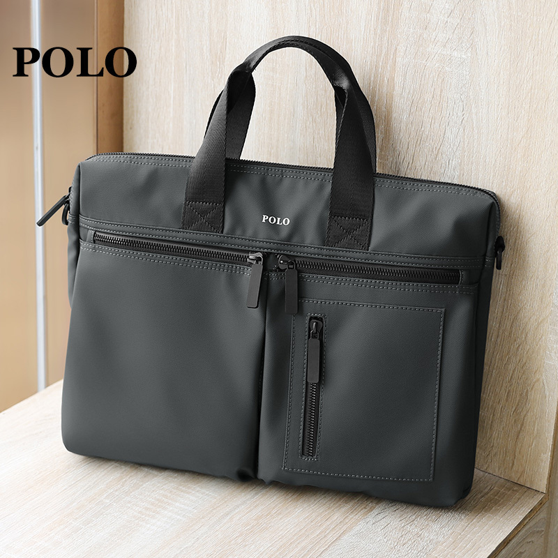 Polo Computer Bag Men's Bag 15inch Business Large-Capacity Briefcase Men's Shoulder Bag Horizontal Zipper Handbag Canvas Polo Computer Bag Men's Bag 15inch Business Large-Capacity Briefcase Men's Shoulder Bag Horizontal Zipper Handbag Canvas
