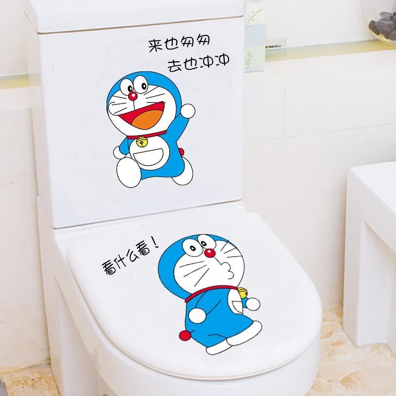 Cute Cartoon Toilet Sticker Makeup Room Waterproof Creative Machine Cat Stickup Personality Funny Toilet Lid Decoration Patch