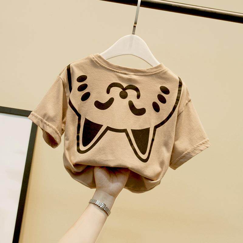 Boys cartoon round neck T-shirt summer short-sleeved Western style baby 2021 new bottoming shirt children's trendy children's top t - Taobao