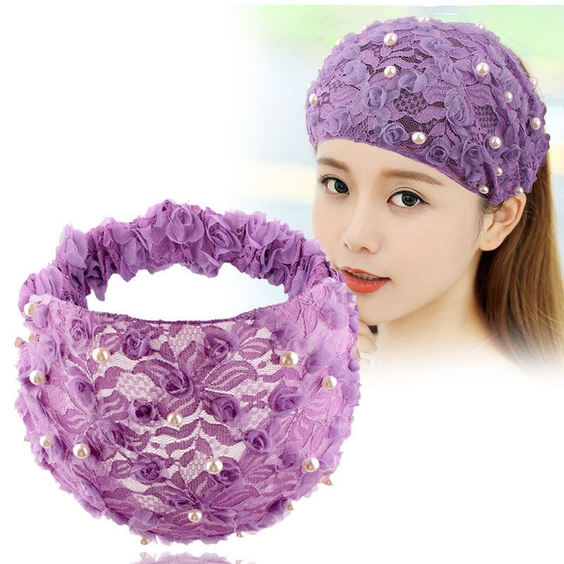Pearl Wide Side Purple Tightness Hair with female net Infrared out of South Korea anti-slip pressure hair shading hair headscarf