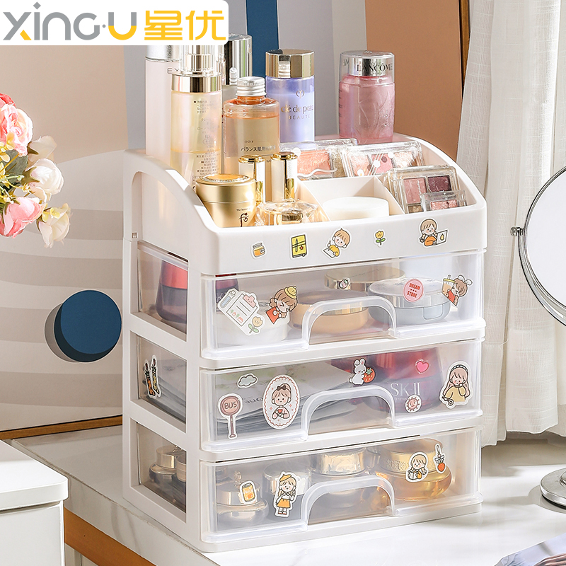 Cosmetic Storage Box Transparent students Desktop drawers Contained Cartridges large capacity Dormitory Good Things Stationery Shelve