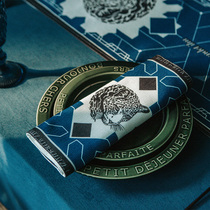 Blue retro American waterproof placemat Nordic insulation mat Table mat Western mat rectangular household fabric coaster