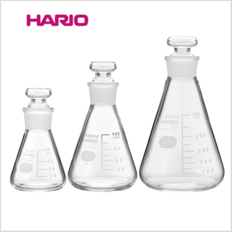 HARIO三角瓶磨口带塞三角烧瓶带刻度耐高温硼硅酸三角瓶50-1000ml