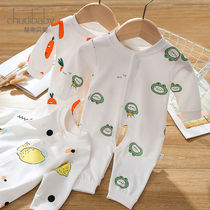 Summer one-piece clothes baby clothes pure cotton newborn spring autumn dress Long sleeves Harvest climbing to wear thin female male baby sleepwear
