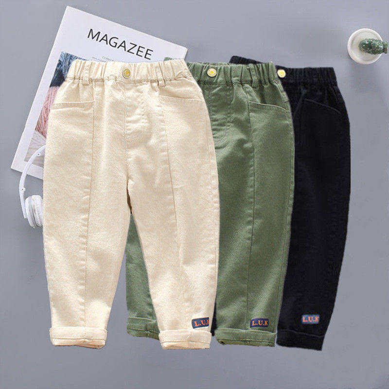Baby pants spring and autumn pure cotton boy trousers children's children's clothing casual pants small children's children's baby spring and autumn handsome