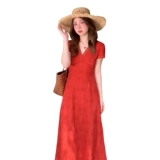 Красный летний приталенный корсет, длинная юбка, французский стиль, V-образный вырез, подходит для подростков, премиум класс