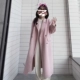 Розовое демисезонное шерстяное пальто, костюм, длинный плащ, коллекция 2023, подходит для подростков, средней длины, увеличенная толщина, изысканный стиль