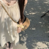 Белое летнее платье, длинная юбка, французский стиль, эффект подтяжки, премиум класс