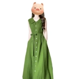 Зеленая летняя рубашка без рукавов, платье, приталенный корсет, длинная юбка, французский стиль, премиум класс