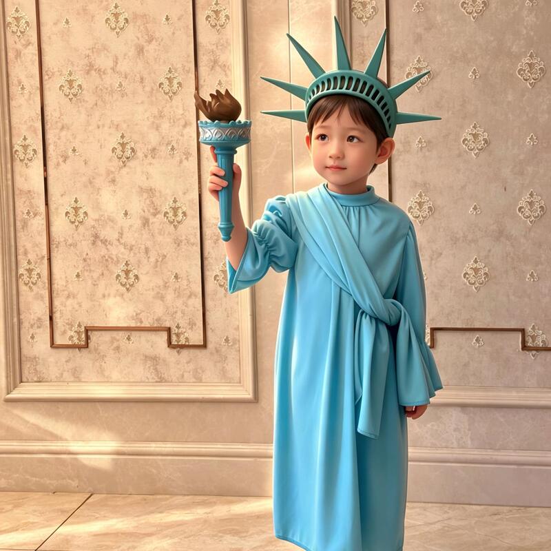 Halloween Children's Costume Statue of Liberty Cosplay Outfit Kindergarten Kids Dress-Up Clothes Girls Funny Costumes Halloween Children's Costume Statue of Liberty Cosplay Outfit Kindergarten Kids Dress-Up Clothes Girls Funny Costumes