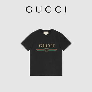 GUCCI古驰男士Gucci标识印花廓形T恤