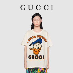 [新品]GUCCI古驰Disney x Gucci唐老鸭刺绣T恤