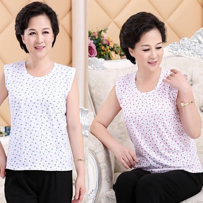 1/2件装中老年背心女士纯棉汗衫老人夏季打底内衣老太太短袖21