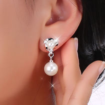 Pearl Earrings Female 925 Sterling Silver 2021 New Tide Ear Clip No Ear Pave Ear Pave
