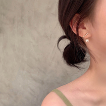 Pearl drop earrings 925 sterling silver 2021 new trend earrings niche design sense of advanced one-piece two-wearing super fairy Sen series