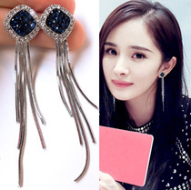 Face thin earrings 2021 new fashion personality fashion temperament wild tassel long section hypoallergenic sterling silver stud earrings