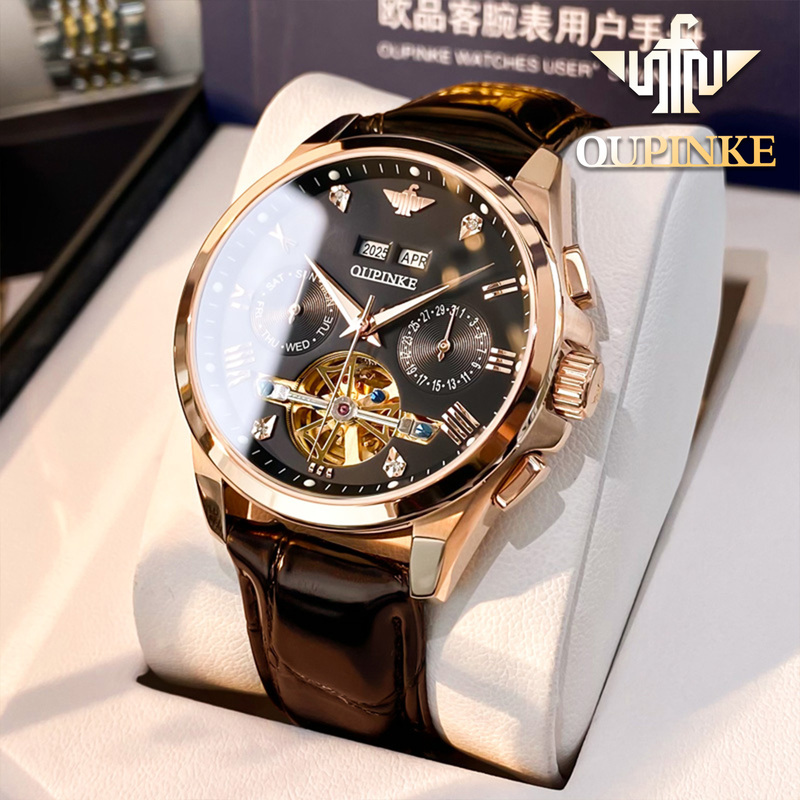 Swiss Certified Genuine Brand Men's Watch, Mechanical Watch, Fully Automatic, Genuine Leather Strap, Famous Watch, Skeleton Tourbillon Top Ten Swiss Certified Genuine Brand Men's Watch, Mechanical Watch, Fully Automatic, Genuine Leather Strap, Famous Watch, Skeleton Tourbillon Top Ten