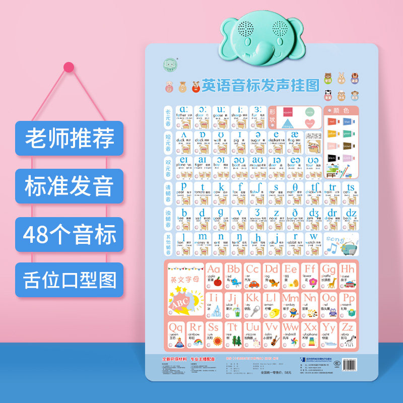 English International Phonetic Alphabet Pronunciation Wall Chart 48 English Voice Natural Phonics Elementary School Students Learning Artifact