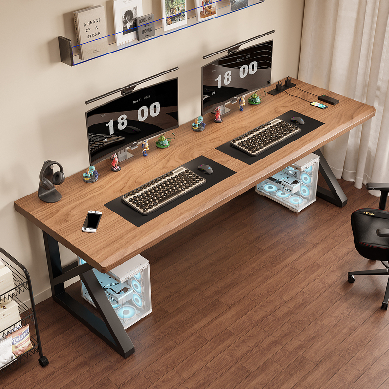 Solid Wood Double Computer Desk Desktop Workbench Long Table Home Use 2025 New Model Gaming Desk Simple Bedroom Study Desk