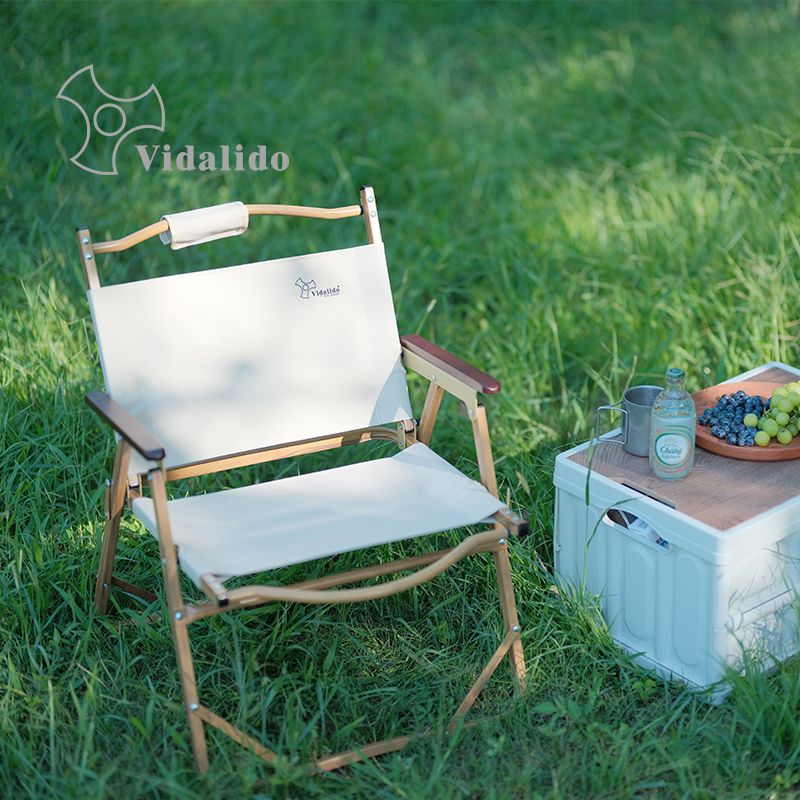 Outdoor camping portable folding chair leisure small stool light director fishing aluminum alloy chair Kermit wood grain chair