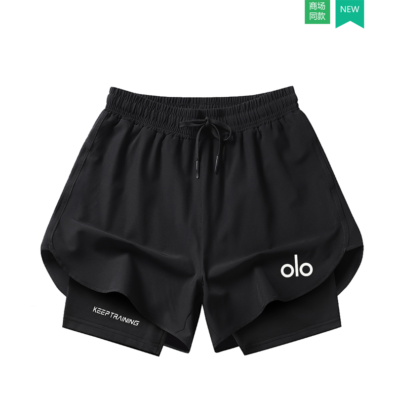 Men's Sports Shorts for Summer Running, Fitness Training, Three-Quarter Length, Quick-Drying, Anti-Exposure, Fake Two-Piece Running Shorts